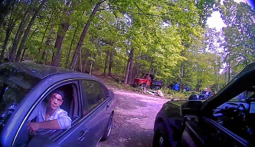 This body camera image shows Michael Martelle, the man accused of having intentionally struck Warwick Police Chief David Shoemaker twice while Shoemaker was assisting Sgt. John Stewart during a traffic stop on Tuesday. This body camera image shows Michael Martelle, the man accused of having intentionally struck Warwick Police Chief David Shoemaker twice while Shoemaker was assisting Sgt. John Stewart during a traffic stop on Tuesday.