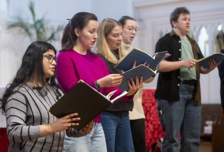 Members of the UMass Bach Festival Chamber Choir rehearse for the upcoming Bach Festival.