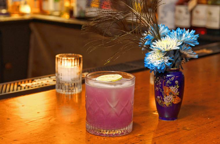 The Gin Blossom drink at Le Peacock in Shelburne Falls.