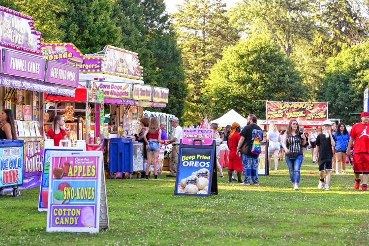 Food vendors rim Beacon Field for the Independence Day celebration on Sunday.