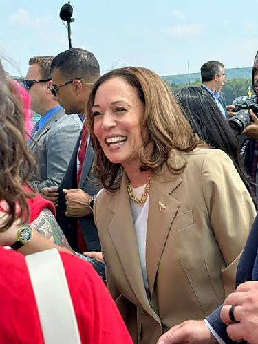 Vice President Kamala Harris visited western Massachusetts for a fundraising event in Pittsfield Saturday and was greeted by several Franklin and Hampshire county residents at Westfield-Barnes Regional Airport. Vice President Kamala Harris visited western Massachusetts for a fundraising event in Pittsfield Saturday and was greeted by several Franklin and Hampshire county residents at Westfield-Barnes Regional Airport.