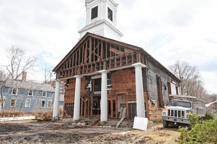 The former Zion Korean Church on Main Street in Greenfield is being dismantled and moved back to Barre, where it was originally built.