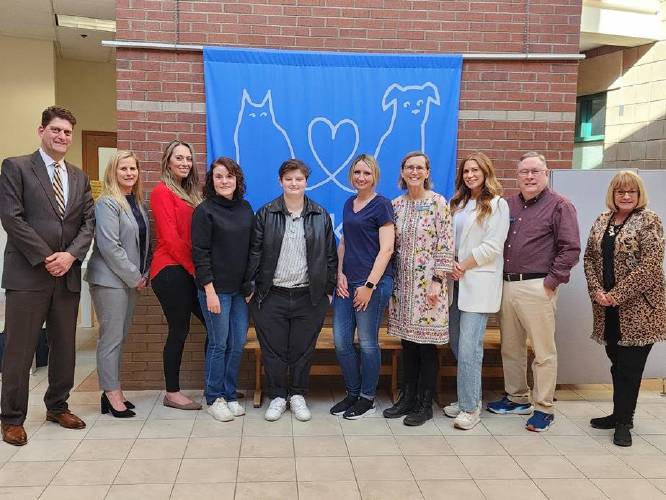 Dakin Humane Society’s board of directors, from left: Rob Cestola (treasurer), Laurie Martin, Rachel Slosek-Couture (vice president), Kelley Moloney, Lindsay Manning, Kendra O’Neill (secretary), Nancy Weld, Meghan Rothschild, Keith Purcell and Tracy Sicbaldi (president). Missing from photo: Joseph Lopez and Alison Spafford.