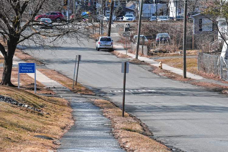 Beacon Street, looking towards Federal Street, is slated for new sidewalks.