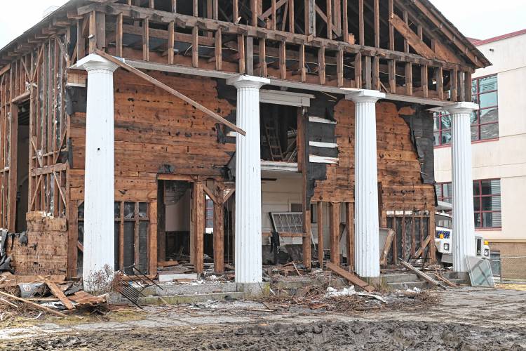 The former Zion Korean Church on Main Street in Greenfield is being dismantled and moved back to Barre, where it was originally built.