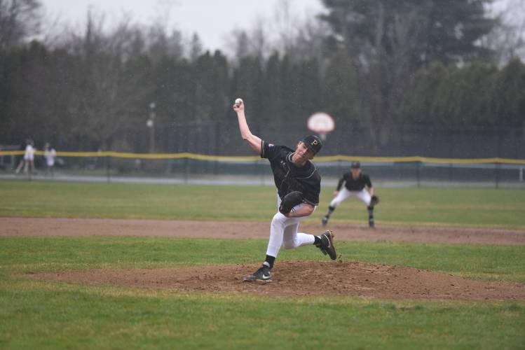 Pioneer’s Hugh Cyhowski pitches against Frontier in South Deerfield earlier this season. Pioneer’s Hugh Cyhowski pitches against Frontier in South Deerfield earlier this season.