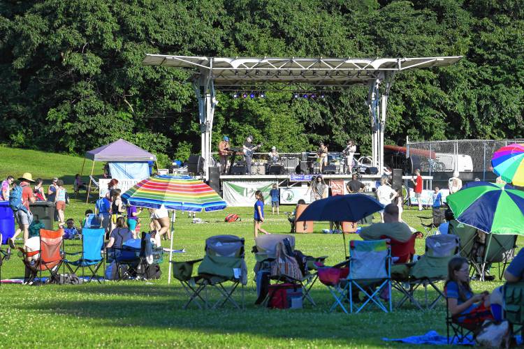 Dead Collective performs at the Independence Day celebration at Beacon Field in Greenfield on Sunday.