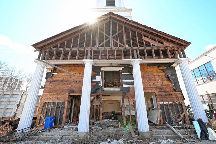 Carter & Stevens Farm LLC is in the process of dismantling the former Zion Korean Church on Main Street in Greenfield and will rebuild it in Barre using the post-and-beam frame and other salvaged details.