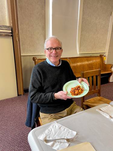 The Rev. Randy Purinton of Amherst made this casserole recipe with his wife, Anita, to bring to neighbors who had a family member in the hospital. He sees the casserole as an embodiment of Jesus’s exhortation to humankind to feed his sheep.