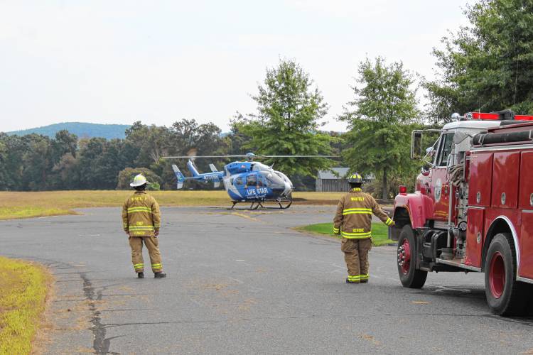 Three people were injured and transported, including one by helicopter, to Baystate Medical Center in Springfield on Wednesday morning after a single-vehicle rollover on State Road in Whately near the Whately Diner and the Interstate 91 Exit 35 off ramp.